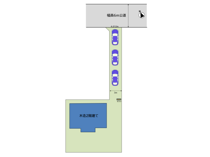 カースペースは縦列駐車となります♪